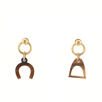 Hermes Amulettes Equestre Earrings Metal and Buffalo Horn