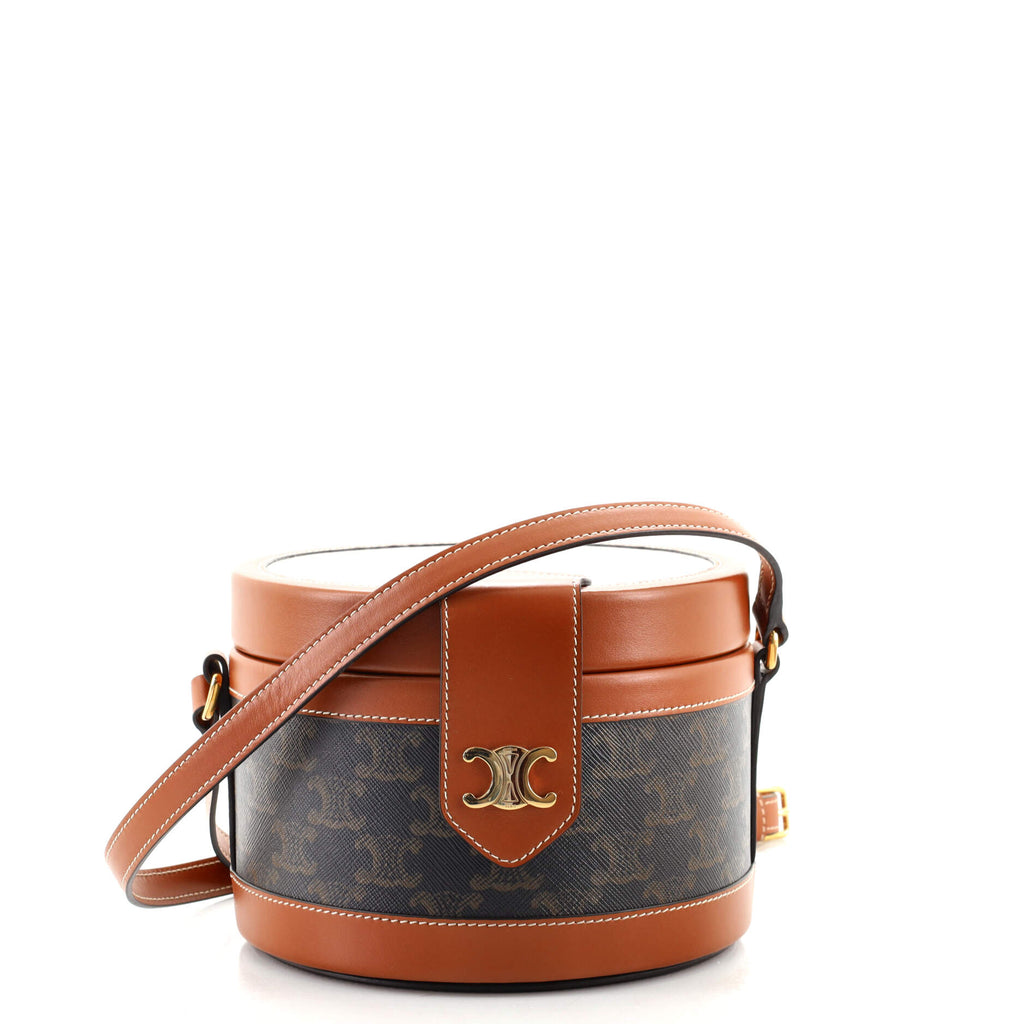 Celine Tambour Bag Triomphe Coated Canvas Medium 130273