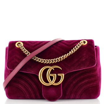 Gucci GG Marmont Flap Bag Matelasse Velvet Medium