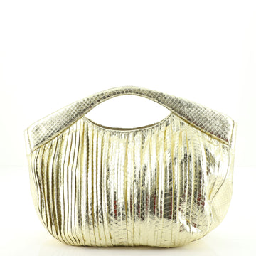 Nancy Gonzalez Cut-Out Handle Tote Pleated Python Large