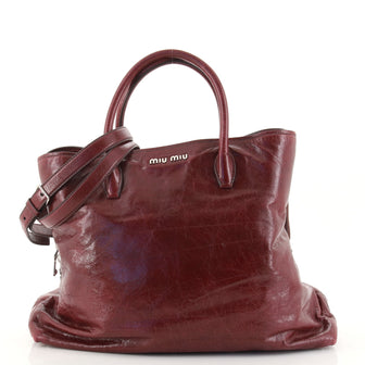 Miu Miu Convertible Tote Vitello Shine Large