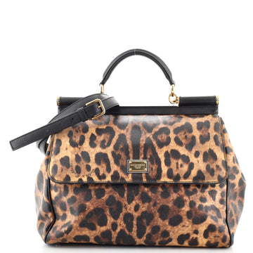 Dolce & Gabbana Miss Sicily Bag Leopard Print Leather Large