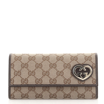 Gucci Lovely Heart Continental Wallet GG Canvas