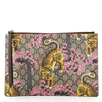 Gucci Zipped Pouch Bengal Print GG Coated Canvas Large
