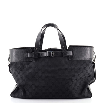 Gucci Belted Bucket Tote GG Canvas with Leather East West