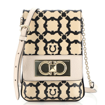 Salvatore Ferragamo Gancio Galor Phone Phone Holder Crossbody Bag Printed Leather Mini