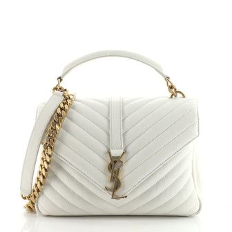 Saint Laurent Classic Monogram College Bag Matelasse Chevron Leather Medium