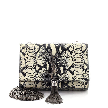 Saint Laurent Classic Monogram Tassel Crossbody Bag Snakeskin Embossed Leather Small