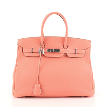 Hermes Birkin Handbag Pink Clemence with Palladium Hardware 35