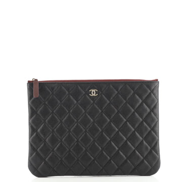 Chanel O Case Clutch Quilted Caviar Medium