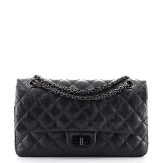 Chanel So Black Reissue 2.55 Flap Bag Quilted Aged Calfskin 225
