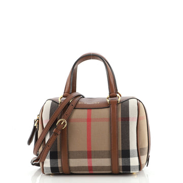 Burberry Alchester Convertible Satchel House Check Canvas Small