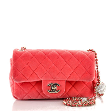 Chanel Pearl Crush Flap Bag Quilted Velvet with Crystal Detail Mini