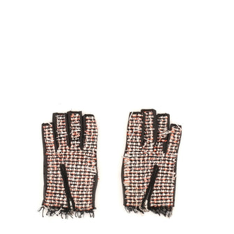 Chanel CC Zip Fingerless Gloves Tweed and Leather