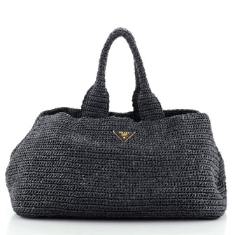 Prada Canapa Tote Raffia Crochet Large