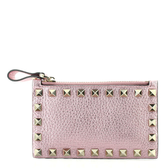Valentino Rockstud Zipped Card Holder Leather