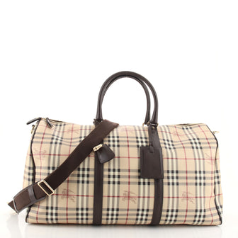 Burberry Convertible Weekend Duffle Bag Haymarket Coated Canvas Large