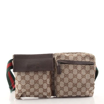 Gucci Vintage Double Belt Bag GG Canvas