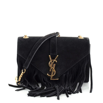 Saint Laurent Classic Monogram Fringe Crossbody Bag Suede Small