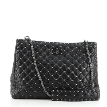 Valentino Rockstud Spike Chain Tote Quilted Leather Large