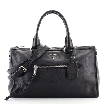 Prada Front Zip Convertible Satchel Vitello Phenix Medium
