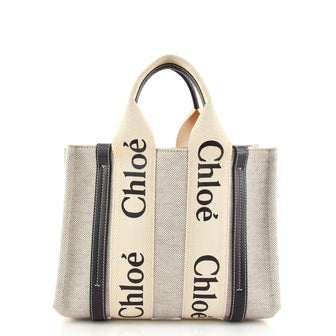 Chloe Woody Tote Canvas with Leather Small