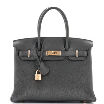 Hermes Birkin Handbag Black Togo with Rose Gold Hardware 30