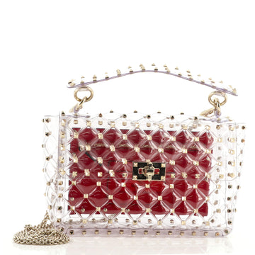 Valentino Rockstud Spike Flap Bag Quilted PVC Medium