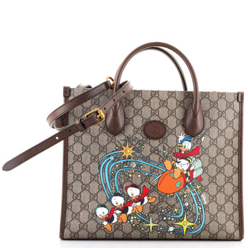 Gucci Disney Donald Duck Convertible Tote Printed GG Coated Canvas
