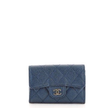 Chanel Classic Flap Card Case Metallic Quilted Caviar