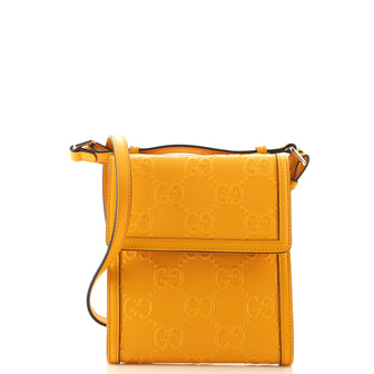Gucci Flap Crossbody Bag GG Embossed Perforated Leather Small