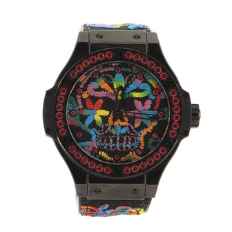 Hublot Big Bang Broderie Sugar Skull Automatic Watch Ceramic and Rubber with Pink Sapphire Bezel 41