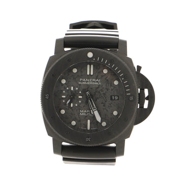 Panerai Submersible Marina Militare Carbotech Automatic Watch Carbon and Rubber 47