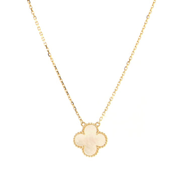 Van Cleef & Arpels Vintage Alhambra Pendant Necklace 18K Yellow Gold and Mother of Pearl