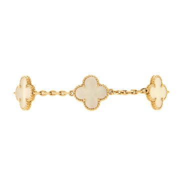 Van Cleef & Arpels Vintage Alhambra 5 Motifs Bracelet 18K Yellow Gold and Mother of Pearl
