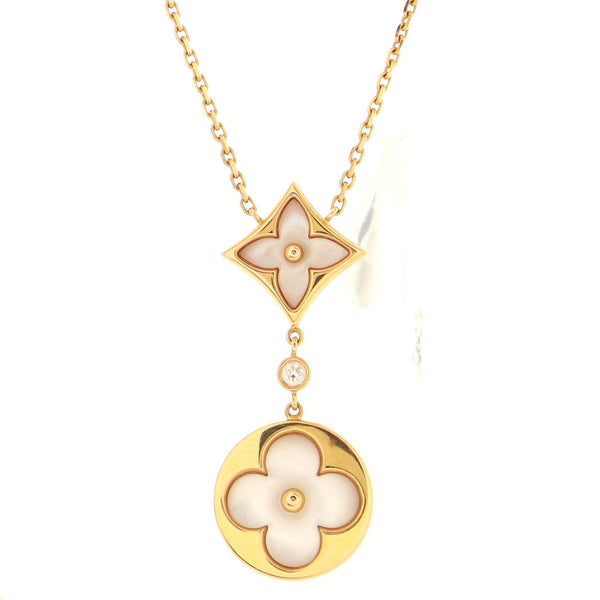 Louis Vuitton Color Blossom Lariat Necklace 18K Rose Gold with Mother of  Pearl and Diamond Rose gold 18991960