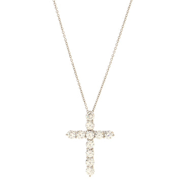 Tiffany & Co. Cross Pendant Necklace Platinum and Diamonds Large