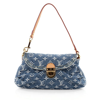 Louis Vuitton Pleaty Handbag Denim Mini