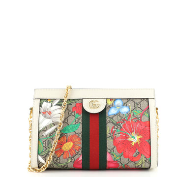 Gucci Ophidia Chain Shoulder Bag Flora GG Coated Canvas Small
