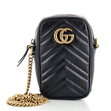 Gucci GG Marmont Vertical Phone Crossbody Bag Matelasse Leather Mini