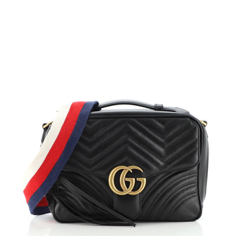 Gucci GG Marmont Zip Around Camera Bag Matelasse Leather Small