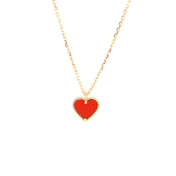 Van Cleef & Arpels Sweet Alhambra Heart Pendant Necklace 18K Rose Gold and Carnelian