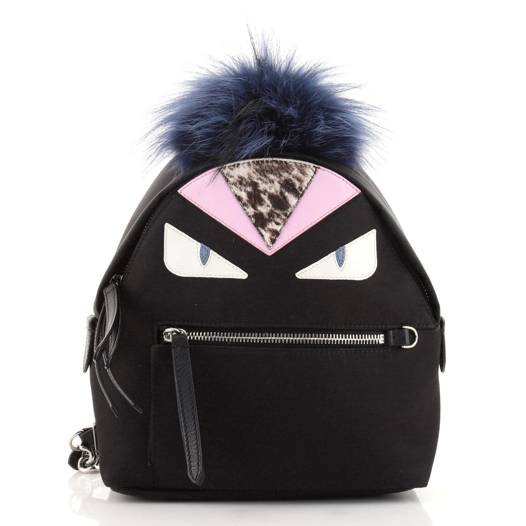 fendi monster backpack mini Fendi Monster Backpack Nylon with Leather and Fur Mini 130994