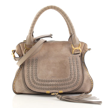 Chloe Marcie Satchel Whipstitch Studded Suede Medium