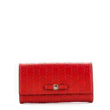 Gucci Bow Continental Wallet Guccissima Leather