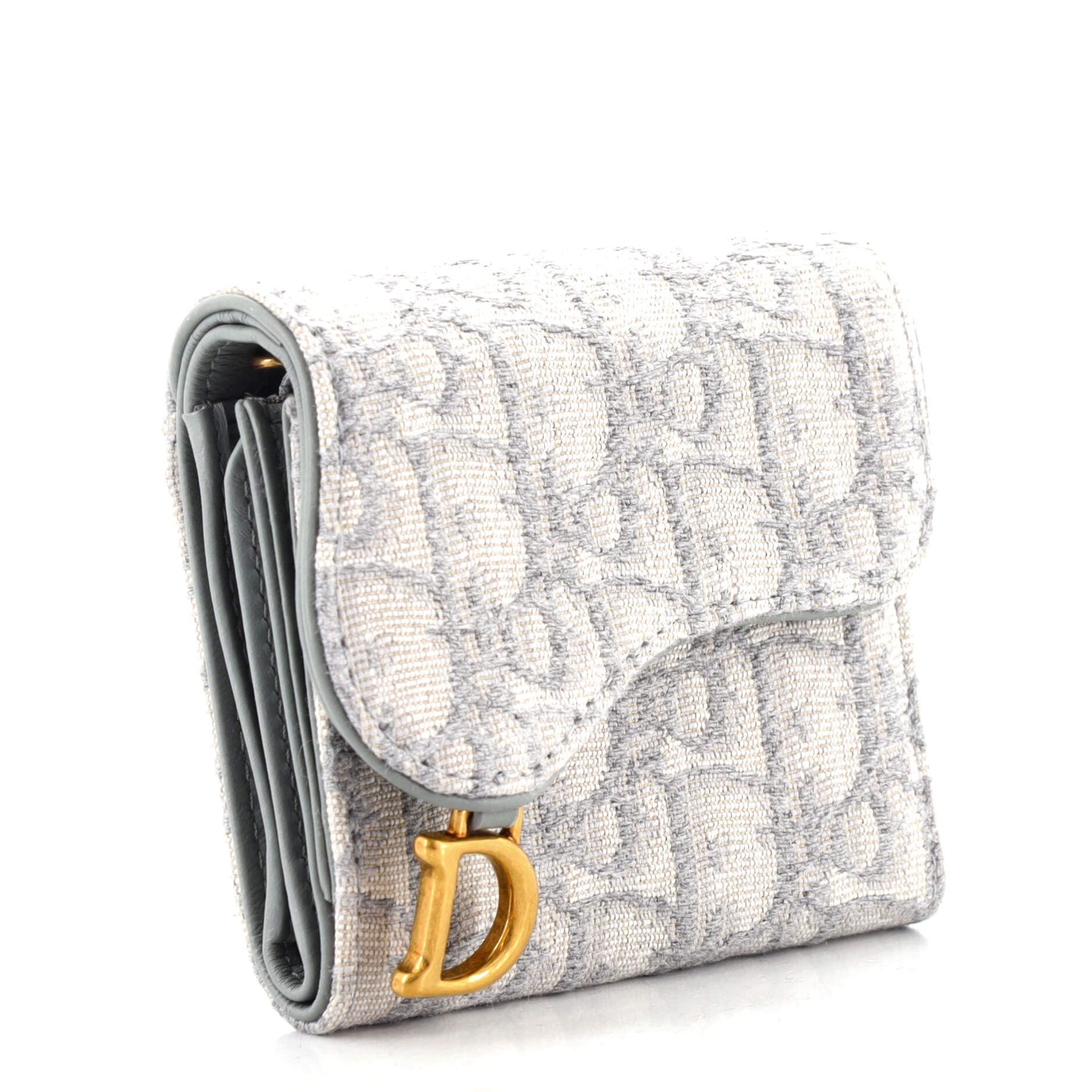 Dior SADDLE ミディアム ウォレット Christian Dior Saddle Lotus Wallet Oblique Canvas Mini Gray 1310242