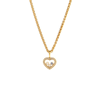 Chopard Happy Diamonds Heart Pendant Necklace 18K Yellow Gold with Sapphire and Diamonds