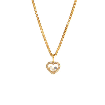 Chopard Happy Diamonds Heart Pendant Necklace 18K Yellow Gold with Sapphire and Diamonds