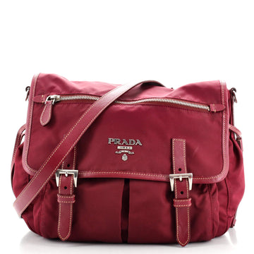 Prada Zip Buckle Messenger Bag Tessuto Medium