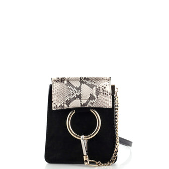 Chloe Faye Bracelet Crossbody Bag Suede and Leather with Python Mini